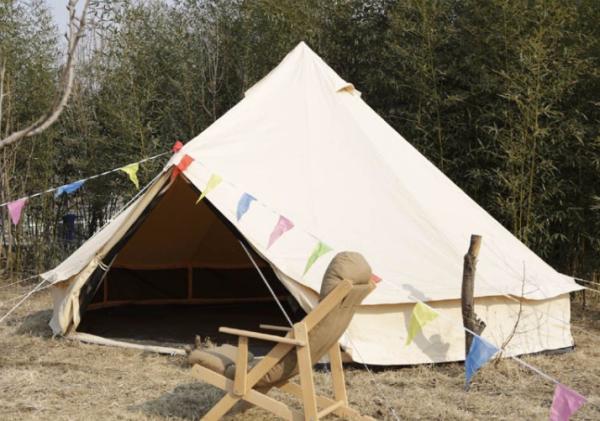 White Canvas Yurt Tent / Cotton Bell Tent For Hiking Equipment