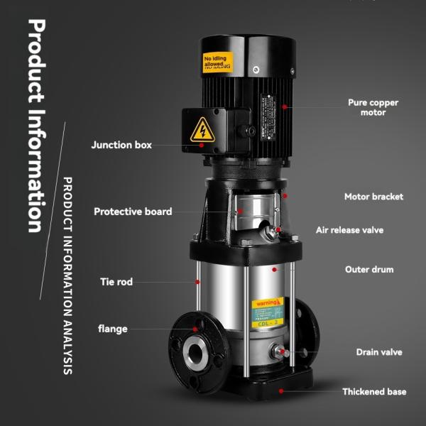 Stainless Steel Stiletto Vertical Fire Pump 2HP Multistage Water Pressure Booster 500GPM Motor