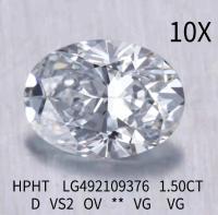 1.5 quilates Oval Laboratório Crescido Diamante HPHT EX Corte D VS2 Diamante