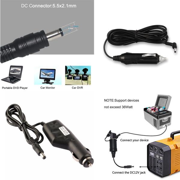12VDC 24VDC Cigarro automático para DC Jack 2.1mm Cigar Power Cable