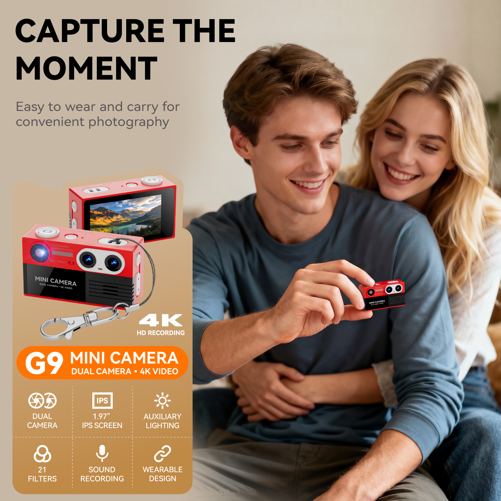 2026 Dual Camera 4K HD Recording Mini Camera G9 TFT Screen