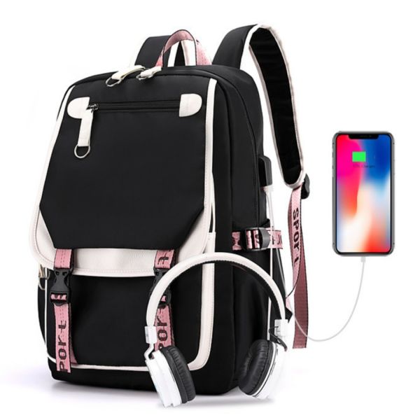 Colefa Korean Version Minimalist Multi-layer 13 Inch Computer Backpack Headphone Jack for Middle High School Students Backpack