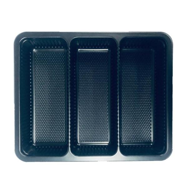 3 Grid Food Grade Black PP Tray Blister For Meat Packaging