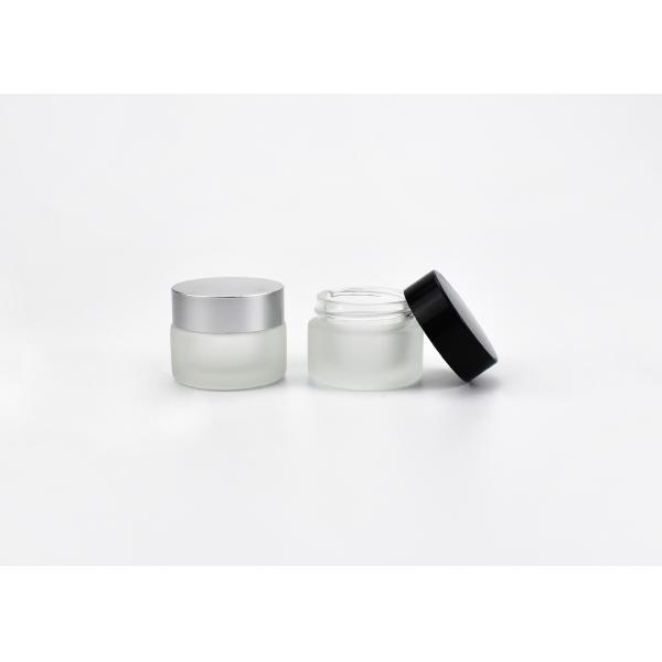 JG-F31 15g 30g 50g empty low profile glass cosmetic jars, wholesale frosted glass cosmetic jars with lids for cosmetics