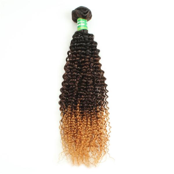 AAAAAAA Good Quality Human Hair Weft Kinky Curl Hair Extensions Ombre Colored