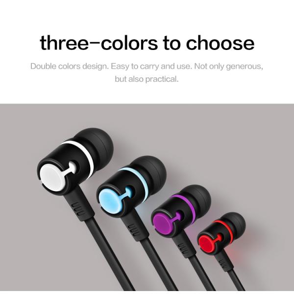 Multi Color Wired In Ear Earphones Flat Cable 1.2 MM Noise Cancelling Earbuds Factory