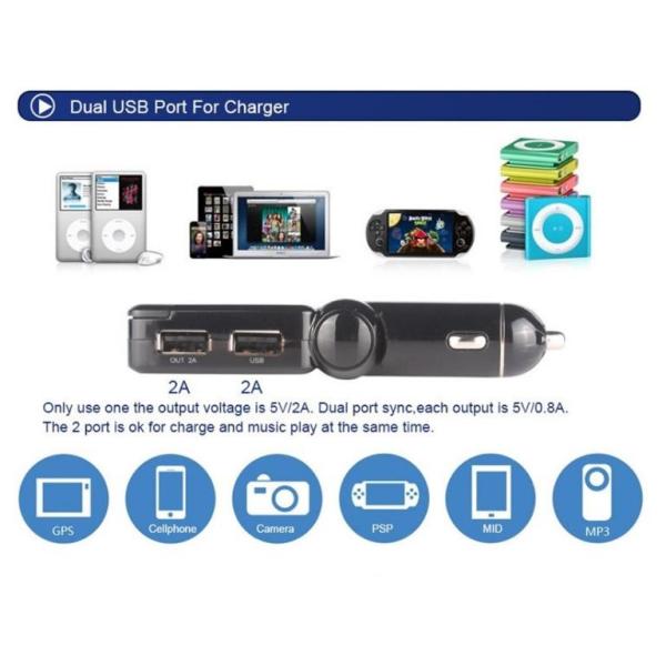 Professional Grade Bluetooth Car Charger Full Frequency FM Transmitter