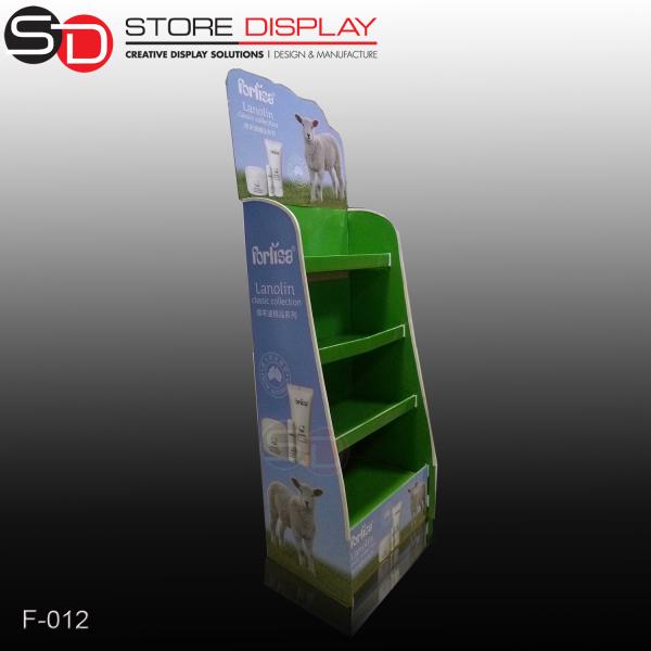 three tiers floor display stand for skincare products