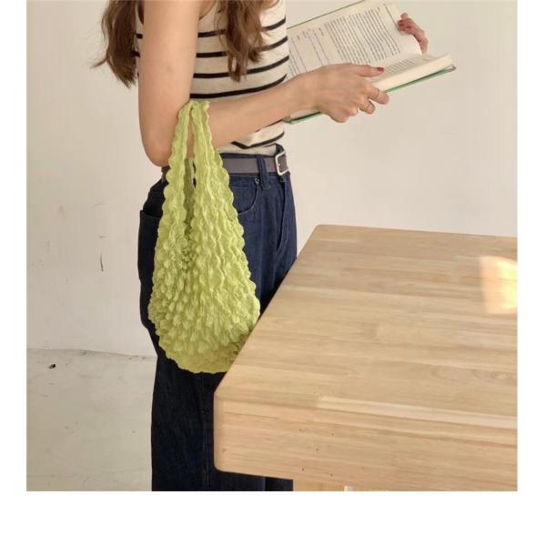 Magic Expansion Fold Pleated Flexible Stretch Mini Bag Large Capacity Bubble Elastic Paddy Portable Shopping Handbag Tote