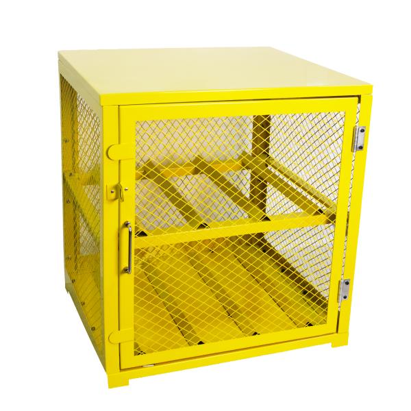 2-Tier Gas Cylinder Storage Cage 120LBS Per Shelf Ventilated Grooved Bracket Safety Mesh Cabinet with Handle