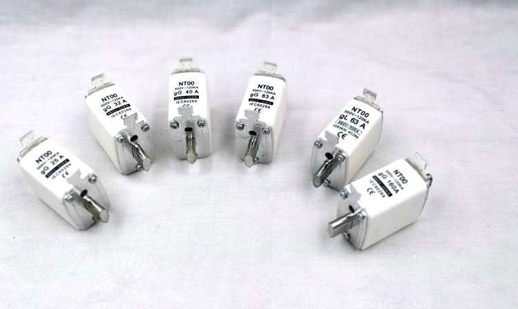 HRC Ceramic NH or NT Type Blade Fuse Block Links with 500V 120KA gG 63A NT00 NH00 Hrc Fuse Link