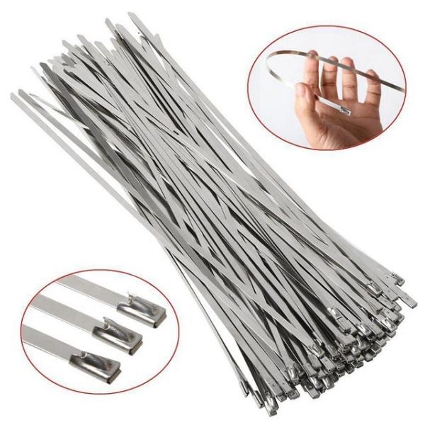 304 Stainless Steel Metal Cable Zip Ties Wraps Exhaust Silver 4.6mmx250mm