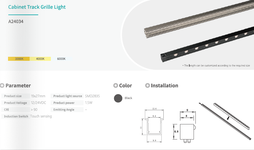 Letaron 12V/24V Under Cabinet Track LED Flood Light/Grille Light/Spotlight with CRI 90+