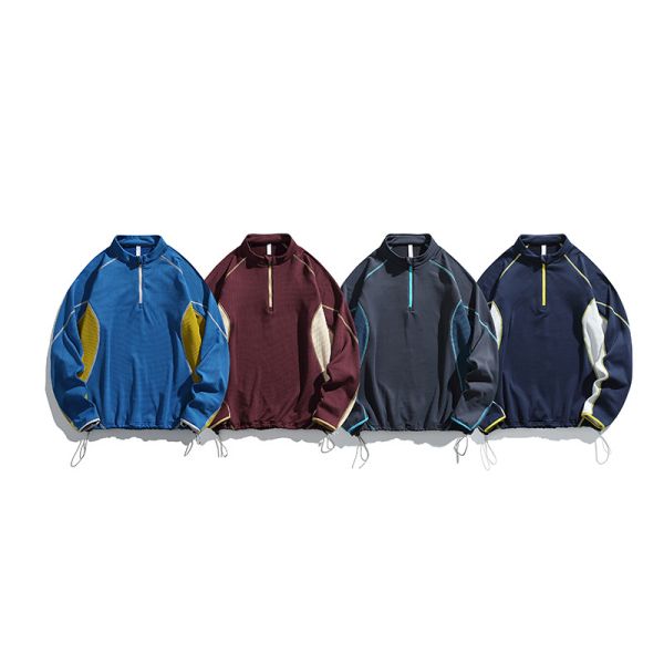 Stand Collar Color Block Jacket Thermal Antibacterial Polartec Fleece Outdoor Pullover