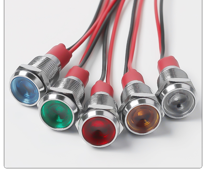 10mm Metal Power LED Indicator Lights IP65 Rated 40000 Hours Lifespan Multi-color Compatible 3V-24V-110V-220V Durable Versatile