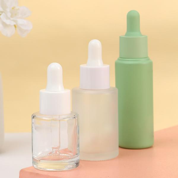 1oz Cylinder Flat Shoulder Frosted Dropper Essential Oil Bottle for Other Cosmetic within Glass Material