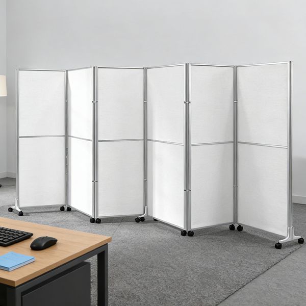White Wooden Portable Folding Office Room Divider Screen Office Partition