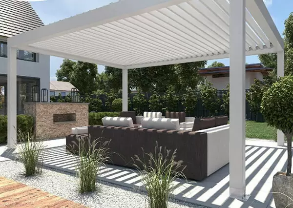 Remote Control Roof + Privacy Curtain | Metal Pergola with Retractable Roof