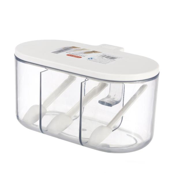 2/3 compartment PP Plastic Flavoring Containers With A Spoon