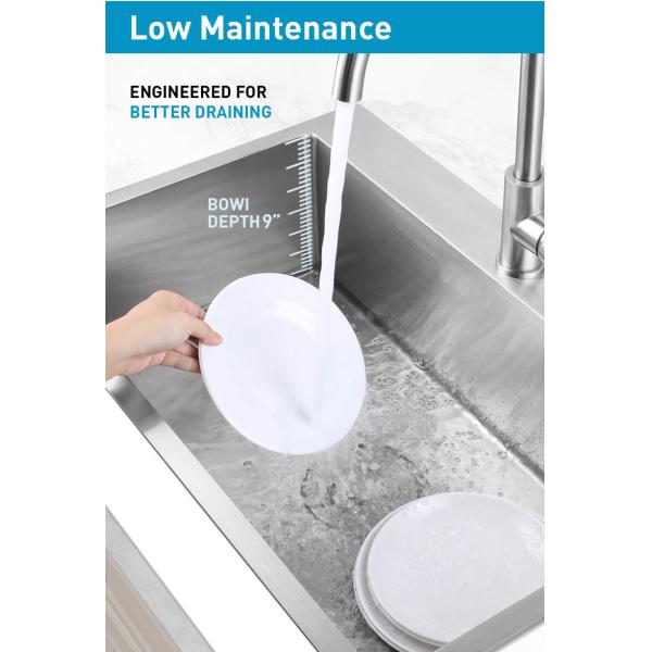 Top Mount Farmhouse Stainless Steel Kitchen Sink For RV Travel Trailer Garage