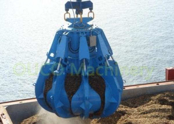 Two Ropes Orange Peel Grab , Electric Hydraulic Grab Bucket Blue Color