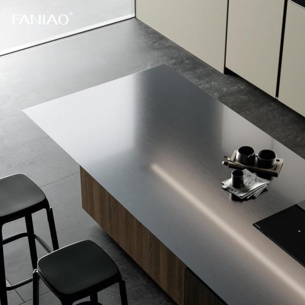 Современный минималистский стиль Нержавеющая сталь Массивный деревянный кухонный шкаф Кухонная мебель Кухонные шкафы на заказ