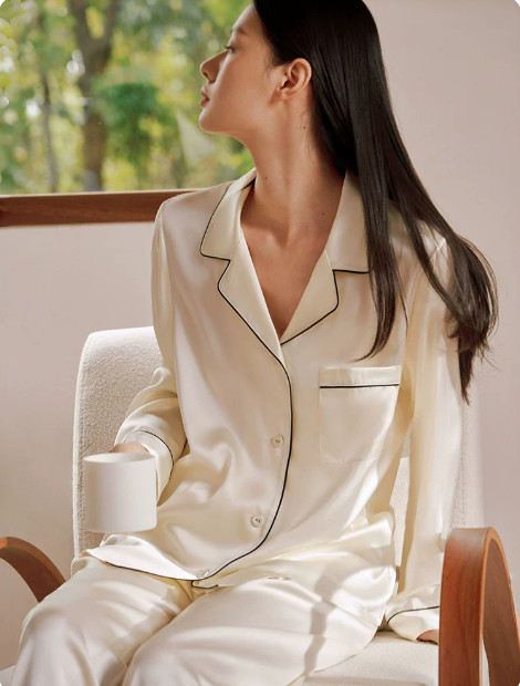 100% Mulberry Silk Pajama Set for Women - Breathable & Moisture-Wicking with Relaxed Loose Fit