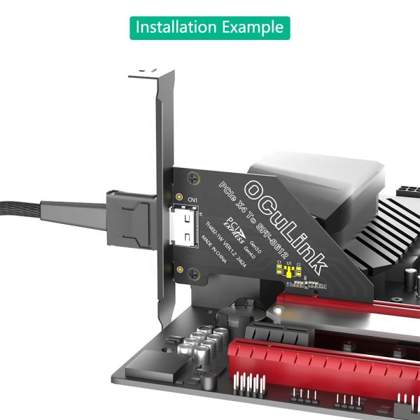 PCI-E 4.0 4X to Oculink SFF-8611/8612 Adapter with Long Profile Bracket for High Speed Data Transmission