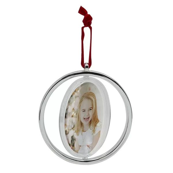 Double Sided Rotatable Sublimation Christmas Ornament Blanks With MDF Board Silver And Gold Color Blank Plastic Ornaments
