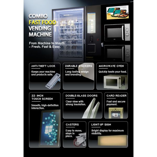 Big Capacity Hot Food & Pizza Vending Machine with Microwave Heating and Refrigeration System