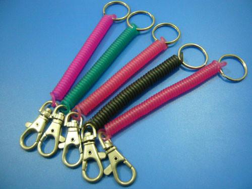 Custom Pantone Colors Spiral Coil Key Chains w/Metal Snap Clip and 12mm Split Ring