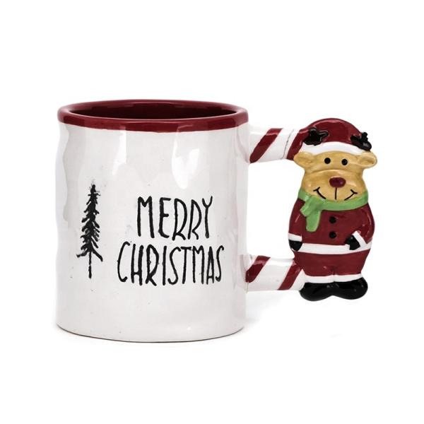 coffee bulk mugs Christmas 10OZ ceramic mug with 3D holder porcelain christmas dinnerware