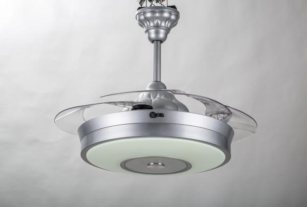 6000K 3600lm Fancy Ceiling Fan Lights Silver Collapsible Ceiling Fan With Pop Out Blades