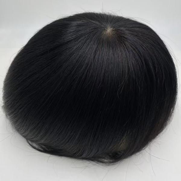 New Arrival Indian Human Hair Toupee for Men Natural Hairline and Invisible Knots Color Black Silk Base Hair Toupee