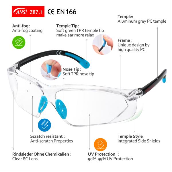 Anti Fog Blue Welding Prescription Glasses ANSI Z87 Protective Eyewear Over Glasses SG003