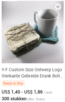 Y-Z Design Custom Wholesale Hand Knit Cotton coaster Set square Drink Barware Coffee Cup Tea Mats