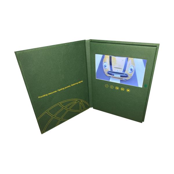 Leather Cover Recordable Video Greeting Card For Conference Invitations And Virtual Tours