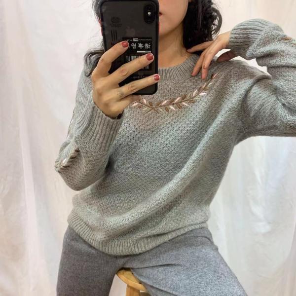 Stockpapa Ladies Loose Knitted Sweater Pullover Long Women Sweater