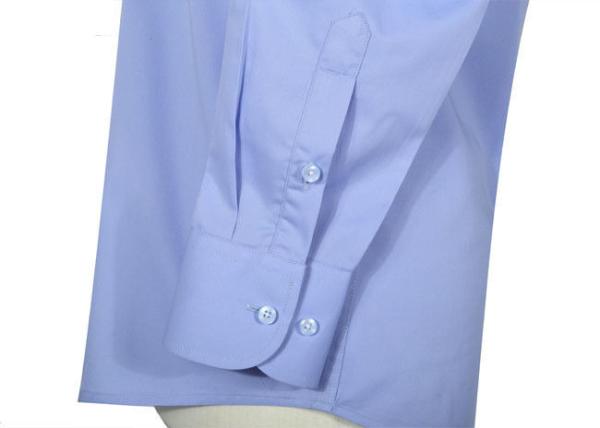 Sky Blue Color Office Work Uniforms , Single Breasted Men's Work Uniform Shirts