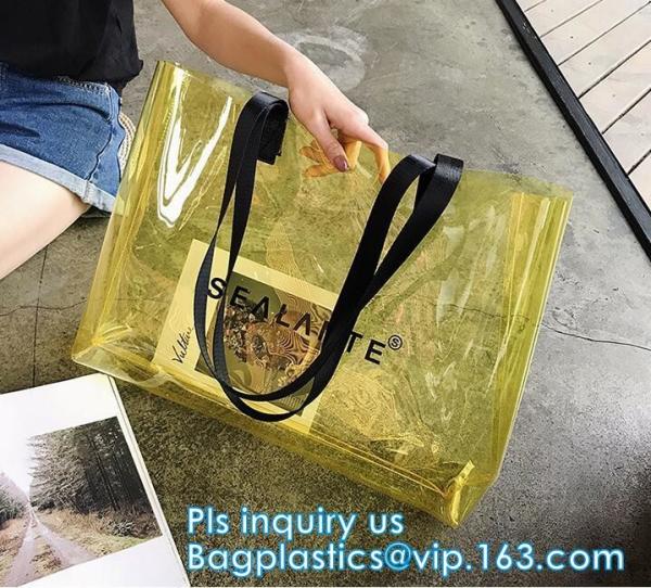Clear PVC/Vinyl shoulder tote bag, outdoor carry clear pvc shoulder bag, fashion jelly candy bag women pvc clear shoulde