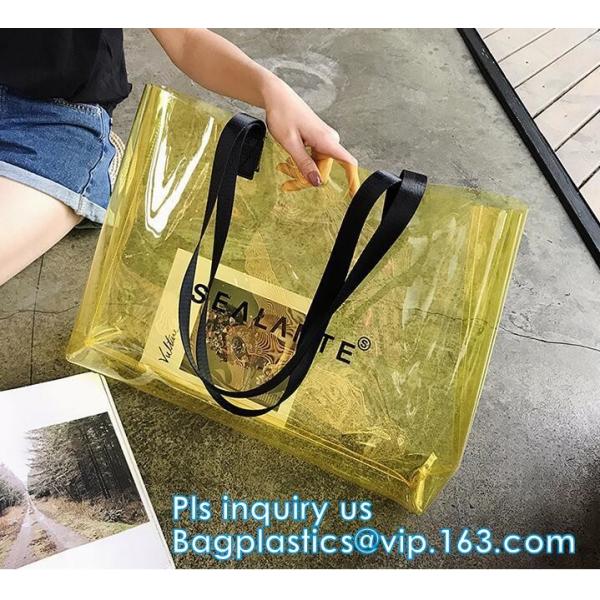 pvc transparent zipper bikini cosmetic bag, tote lady waterproof PVC swimming transparent beach bag, beach bag swimming