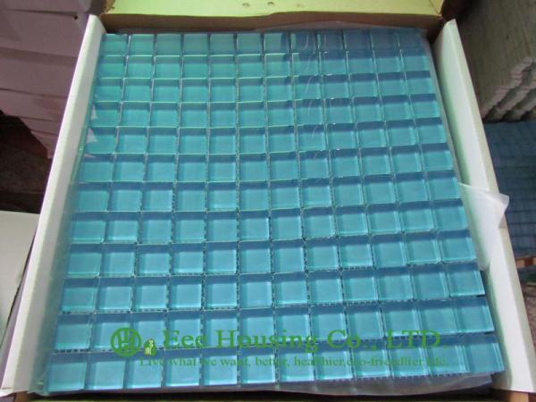 Washable and Durable Crystal  Mosaic Tile For Swimming Pools, Blue Color