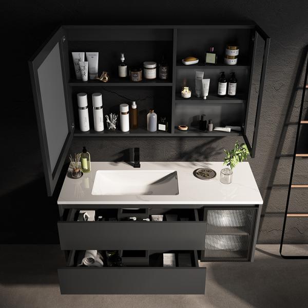 LED Mirror 39in Solid Wood Bathroom Cabinets Water Resistant Vanity