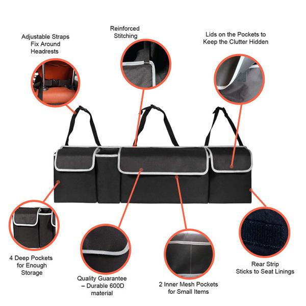 Hot selling Amazing design car Backseat Trunk Organizer