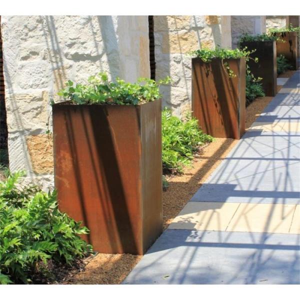 Columnar Corten Steel Planter 25 Inch Tall