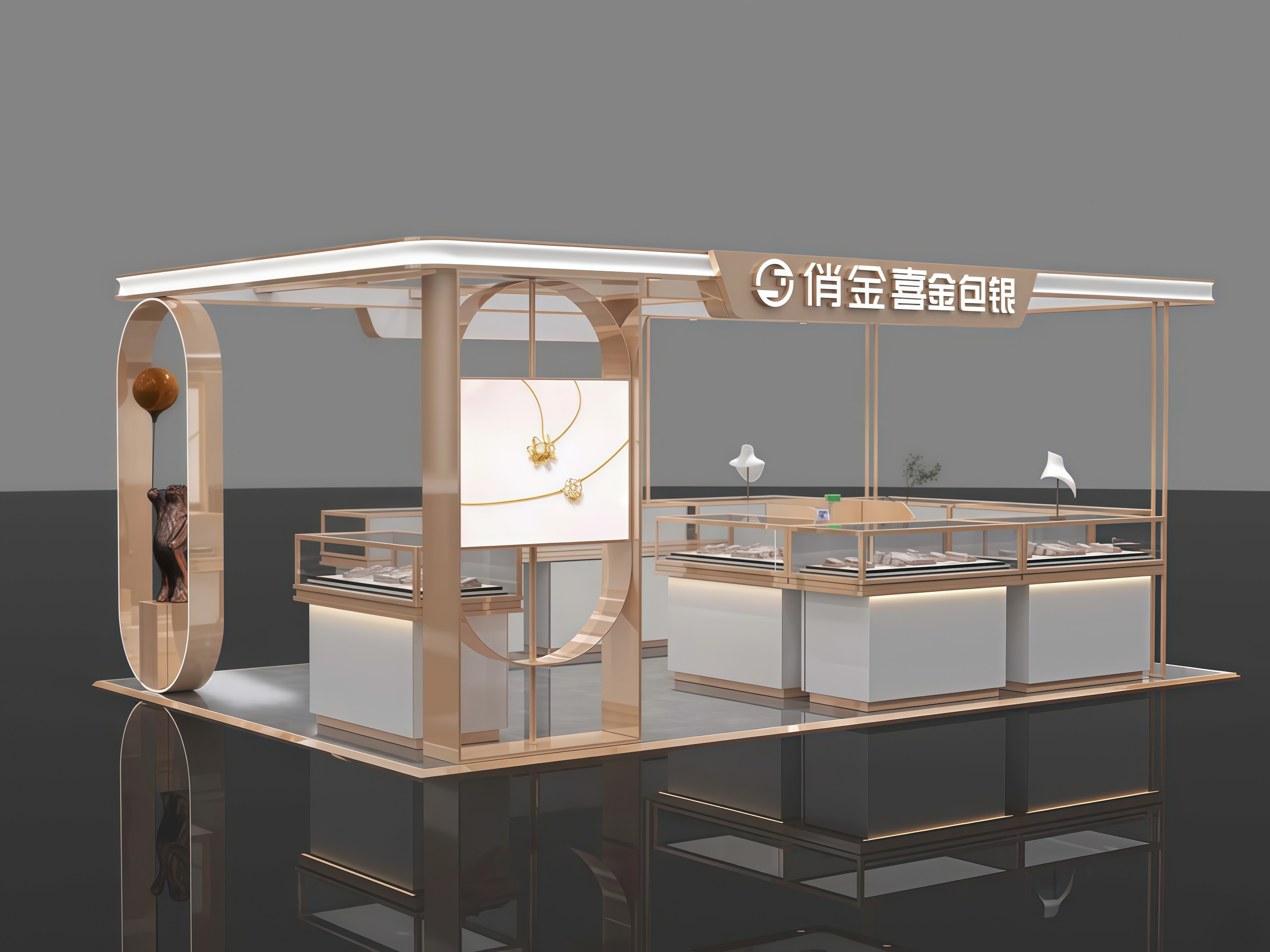 3D Drawing Custom Made Jewelry Showcase Plywood MDF Furniture Glass Showcase