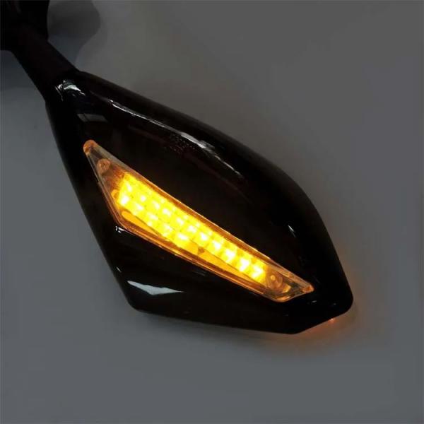 Custom Motorbikes LED Rear View Mirror with Light 13.5*9cm Glass Size Black/snakeskin