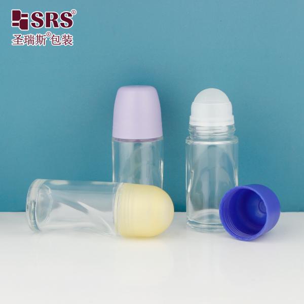 BLPG-B 50ml Mayorista Forma Única Desodorante Roll-on Botella de Vidrio Sin Fugas Personalización Embalaje Cosmético Transparente