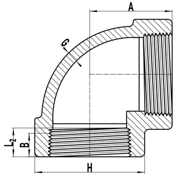 Выкованный 90 градусов продел нитку локоть