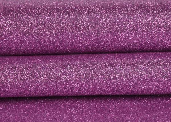 Purple Wedding Card Chunky Glitter Fabric , Shining Surface Fine Glitter Fabric